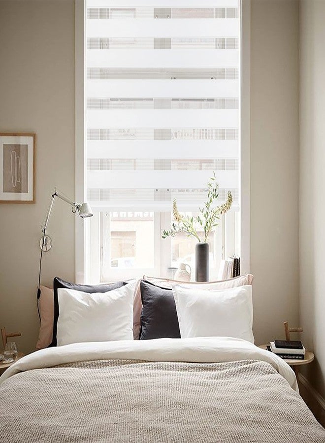 Arlo Blinds ستائر أرلو زيبرا الدوارة، ترشيح الضوء، لاسلكية، 24 بوصة عرض × 60 بوصة ارتفاع، لون أبيض ناصع، ستائر نوافذ أفقية - Image 3